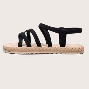 Black Strappy Espadrille Sandal for Women